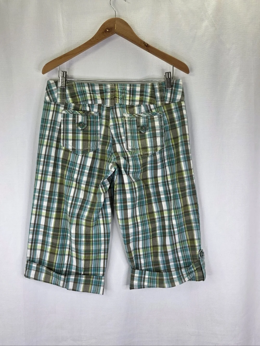 Rewind Y2K 00s Low Rise  Preppy Bermuda Shorts Multicolor Plaid Size 9‎ Juniors
